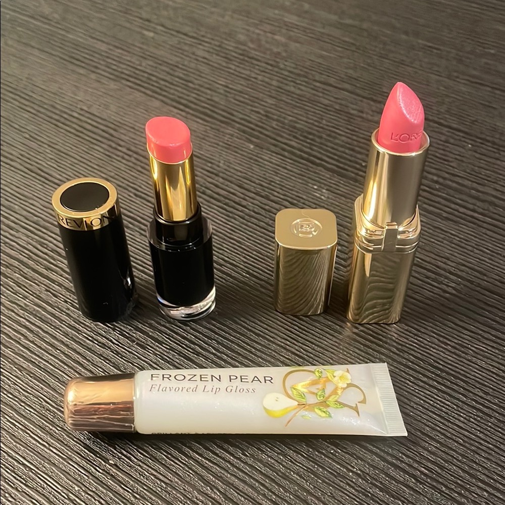 Set of 3 Lipstick/Lipgloss: Revlon Lipstick, L'Oréal Lipstick, Victorias Secret